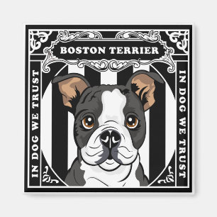 Cuadrado lindo del imán de Boston Terrier