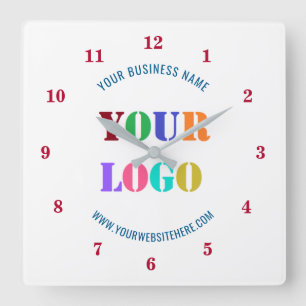 Cuadrado Logotipo de la empresa personalizado Texto reloj d