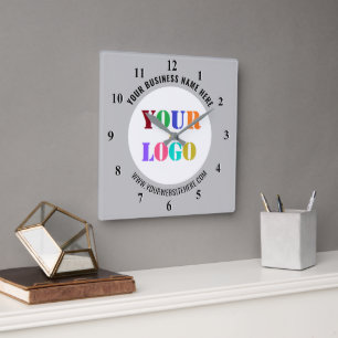 Cuadrado Logotipo de su empresa Nombre Información Reloj de