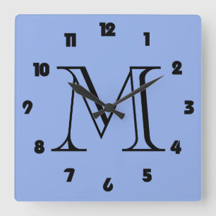 Cuadrado Los números negros grasos monogramos en el reloj