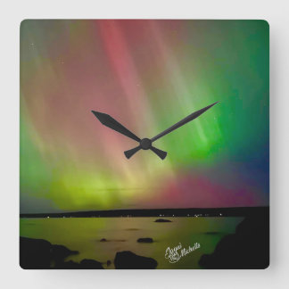 Cuadrado Luz del Norte Reloj Aurora Boreal