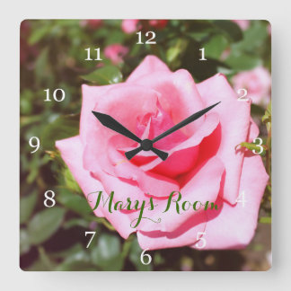 Cuadrado Magnífico reloj rosa flor.Floral