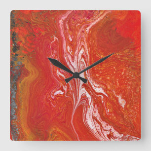 Cuadrado Mantener Un Reloj De Muro Rojo Vibrante 1