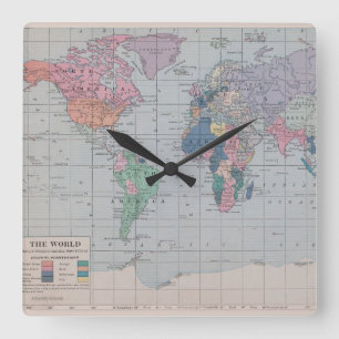 Cuadrado Mapa de época del reloj mundial