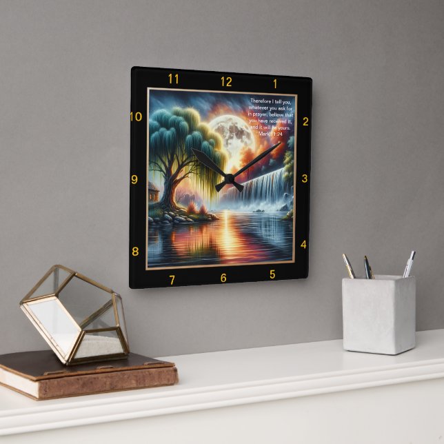 Cuadrado Marcos 11:24 Reloj de creencia: Remin de oración p (Oficina)