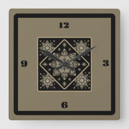 Cuadrado Medallones de la Sepia del Reloj en negro