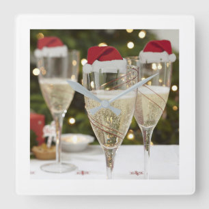 CUADRADO **MERRY CHRISTMAS CHAMPAGNE** RELOJ
