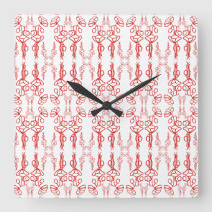 Cuadrado Moda con contorno de amapola rojo en el reloj de p