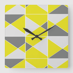 Cuadrado Modelo gris amarillo - reloj
