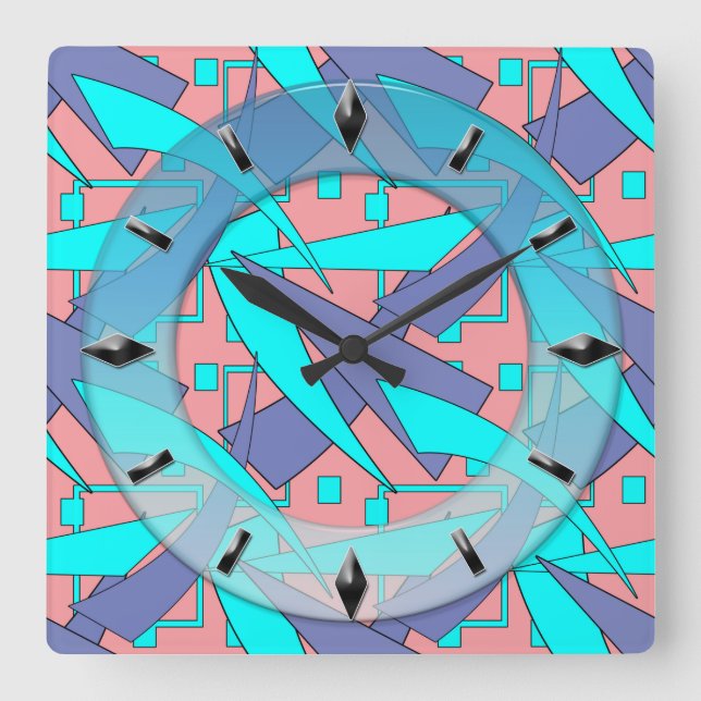 Cuadrado Moderno, elegante, abstracto, decorativo, reloj (Anverso)
