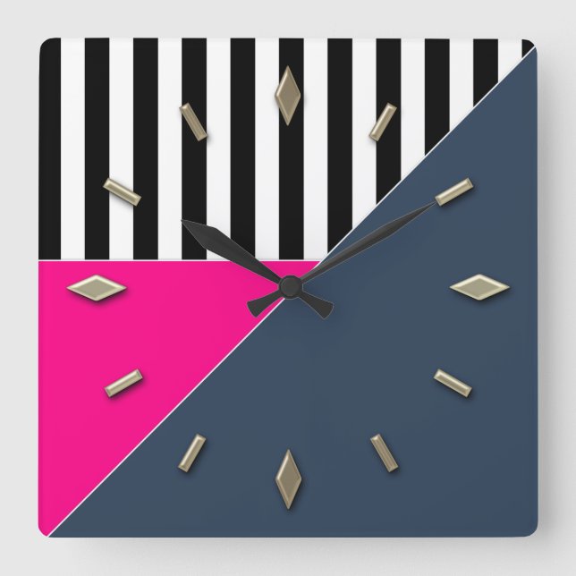 Cuadrado Moderno, elegante, abstracto, decorativo, reloj (Anverso)