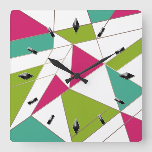 Cuadrado Moderno, elegante, abstracto, decorativo, reloj (Anverso)