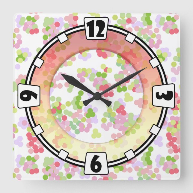 Cuadrado Moderno, elegante, abstracto, decorativo, reloj (Anverso)