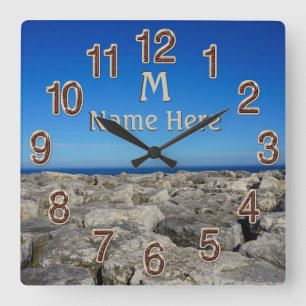 Cuadrado Monograma Reloj personalizado de la pared de la ca