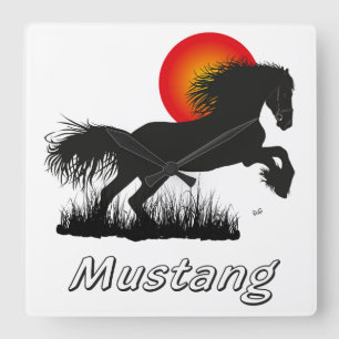 Cuadrado Mustang amante de caballo reloj