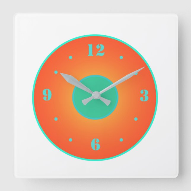 Cuadrado Naranja con Aqua Green sobre el reloj de fondo bla (Anverso)