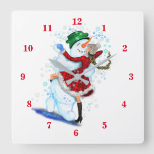 Cuadrado Navidades murmuran reloj con baile de hombre de ni