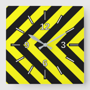 Cuadrado Negro y amarillo Chevron-Como el reloj del