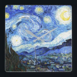 Cuadrado Noche de Van Gogh Starry Impresionismo Reloj de pa<br><div class="desc">En este reloj de pared hay una magnífica pintura artística de la noche estrellada de Van Goghs. La imagen es de dominio público debido a derechos de autor vencidos.</div>