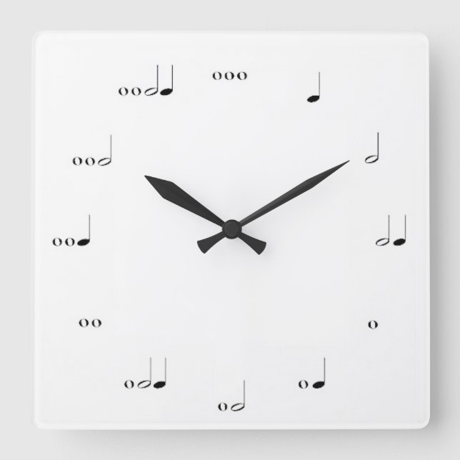 CUADRADO NOTA MUSICAL RELOJ BLANCO Y NEGRO (Anverso)