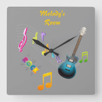 Notas musicales y reloj personalizados de la