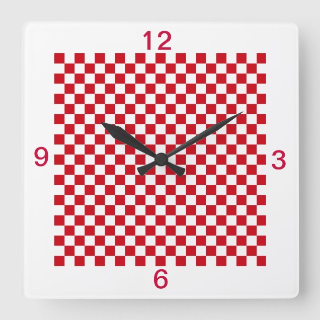 Cuadrado Números de Reloj de Cocina con Cuadros de Cocina c (Anverso)