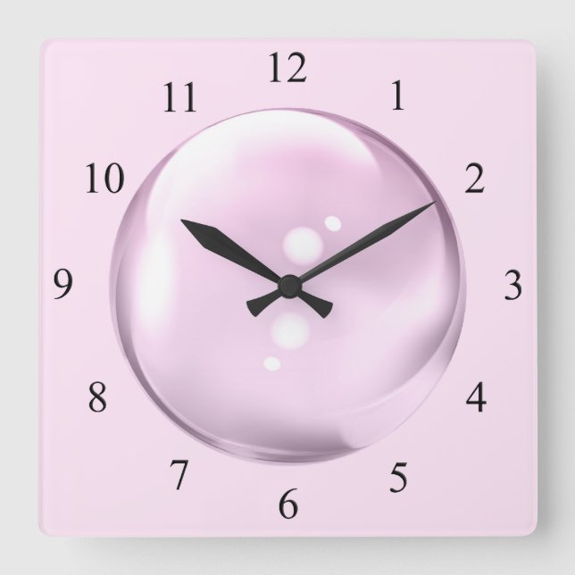 Cuadrado Números negros del reloj rosa de la burbuja (Anverso)