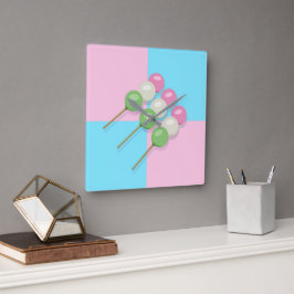 Cuadrado Pastel azul rosado al reloj de la pared de Dango