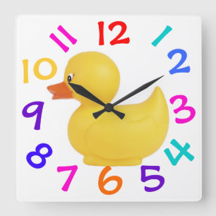 Cuadrado Pato de goma con el reloj colorido de los números