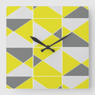 Cuadrado Patrón gris amarillo - Reloj