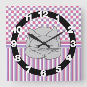 Cuadrado Patrón Gris Gris Dormido Gran Reloj