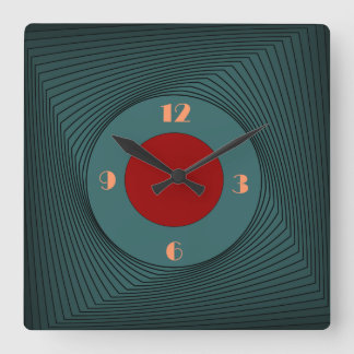 Cuadrado Patrón verde con centro de círculo rojo> reloj de 