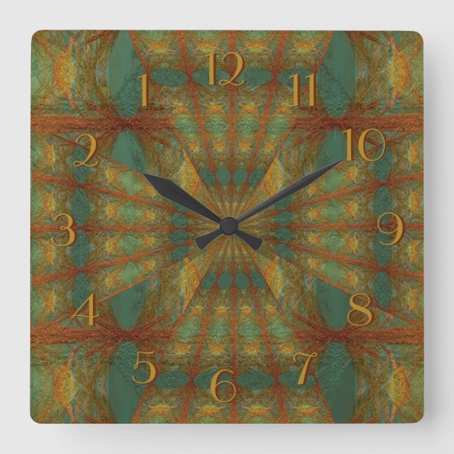 Cuadrado Patrones geométricos en el reloj de atrás turquesa (Anverso)