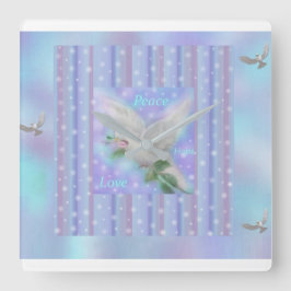 Cuadrado "Paz, esperanza, amor" Reloj grande