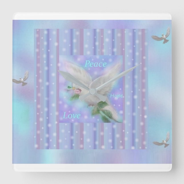 Cuadrado "Paz, esperanza, amor" Reloj grande (Anverso)