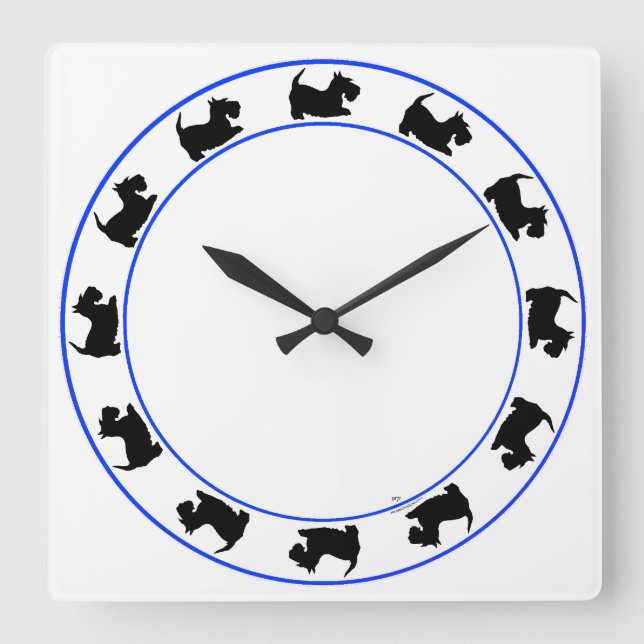 Cuadrado Pequeño reloj Scotties (Anverso)