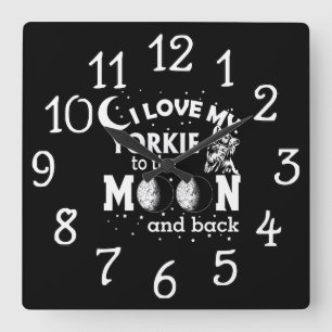 Cuadrado Perro Mascota Yorkie Habitación familiar reloj de