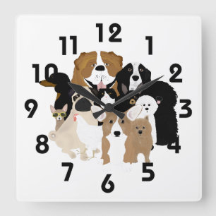 Cuadrado Perros, Gato, Reloj de pollo