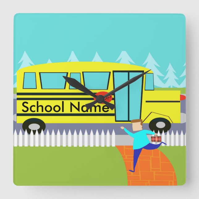 Cuadrado Personalizable atrapando el reloj del autobús esco (Anverso)