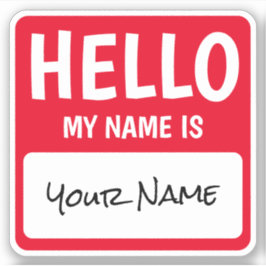 Cuadrado personalizado Hola Mi Nombre Es Pegatina