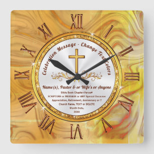 Cuadrado Personalizado, reloj con verso bíblico o tu texto