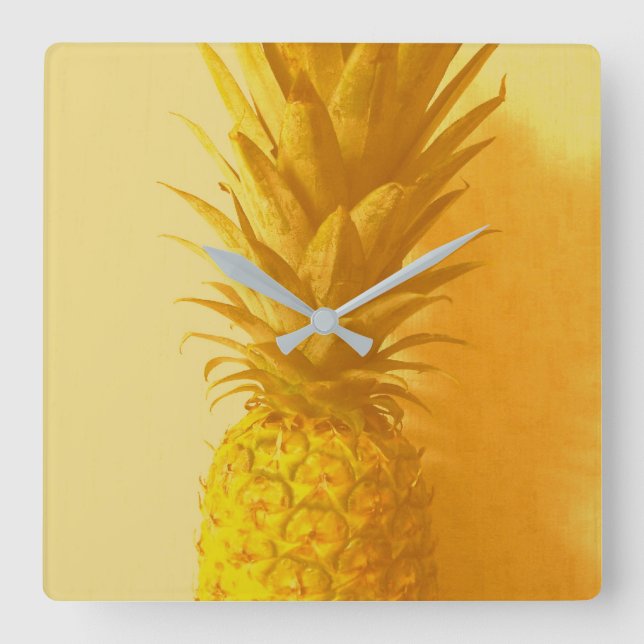 Cuadrado Piña del vintage - reloj de la cocina (Anverso)