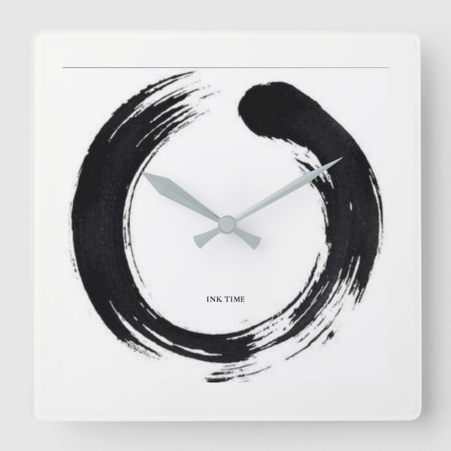 Cuadrado Pincel de tinta tu tiempo - Reloj (Anverso)