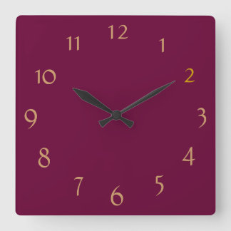 Cuadrado Plain Burgandy+ Número de oro > Reloj Minimalista