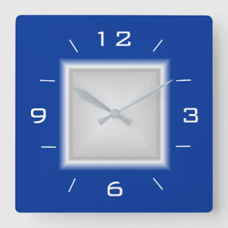 Cuadrado Plaza blanca y azul llana > Reloj de cocina
