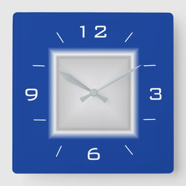 Cuadrado Plaza blanca y azul llana > Reloj de cocina (Anverso)