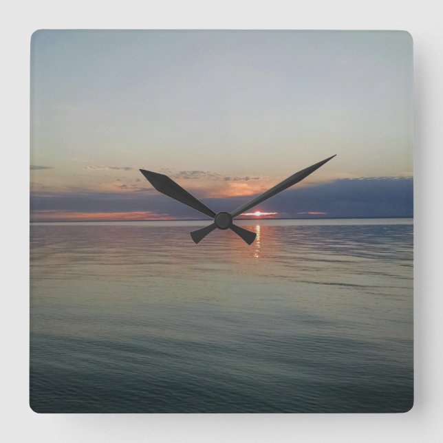 Cuadrado Puesta del sol sobre el reloj de agua (Anverso)