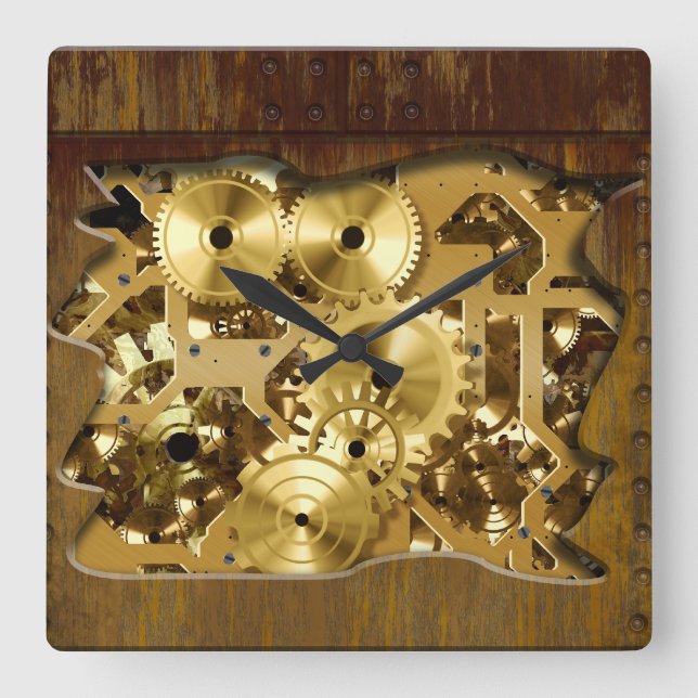 Cuadrado Radical Steampunk 3 reloj (Anverso)