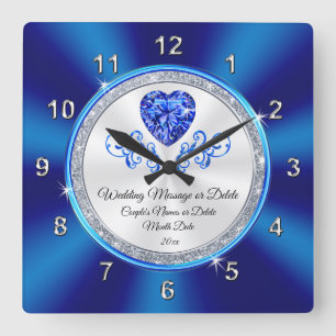 Cuadrado Regalo de Boda de reloj real azul y blanco persona