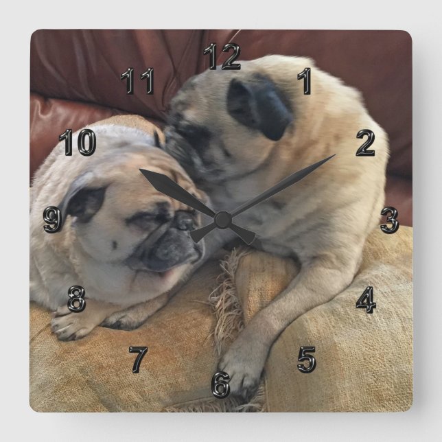 Cuadrado Regalos de Pug para los amantes de Pug o tu reloj  (Anverso)